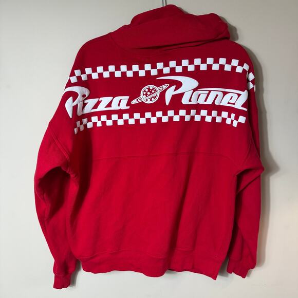 Disney Parks Toy Story PIZZA Planet Spirit Jersey Full Zip Hoodie Adults SZ M - Picture 1 of 9